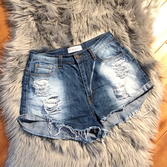 Vibrant Pants - VIBRANT High-Waisted Distress Jean SzM